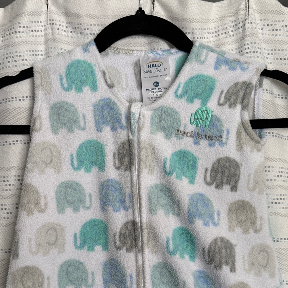 Halo SleepSack Elephant Print Pajamas - Blue and Gray
